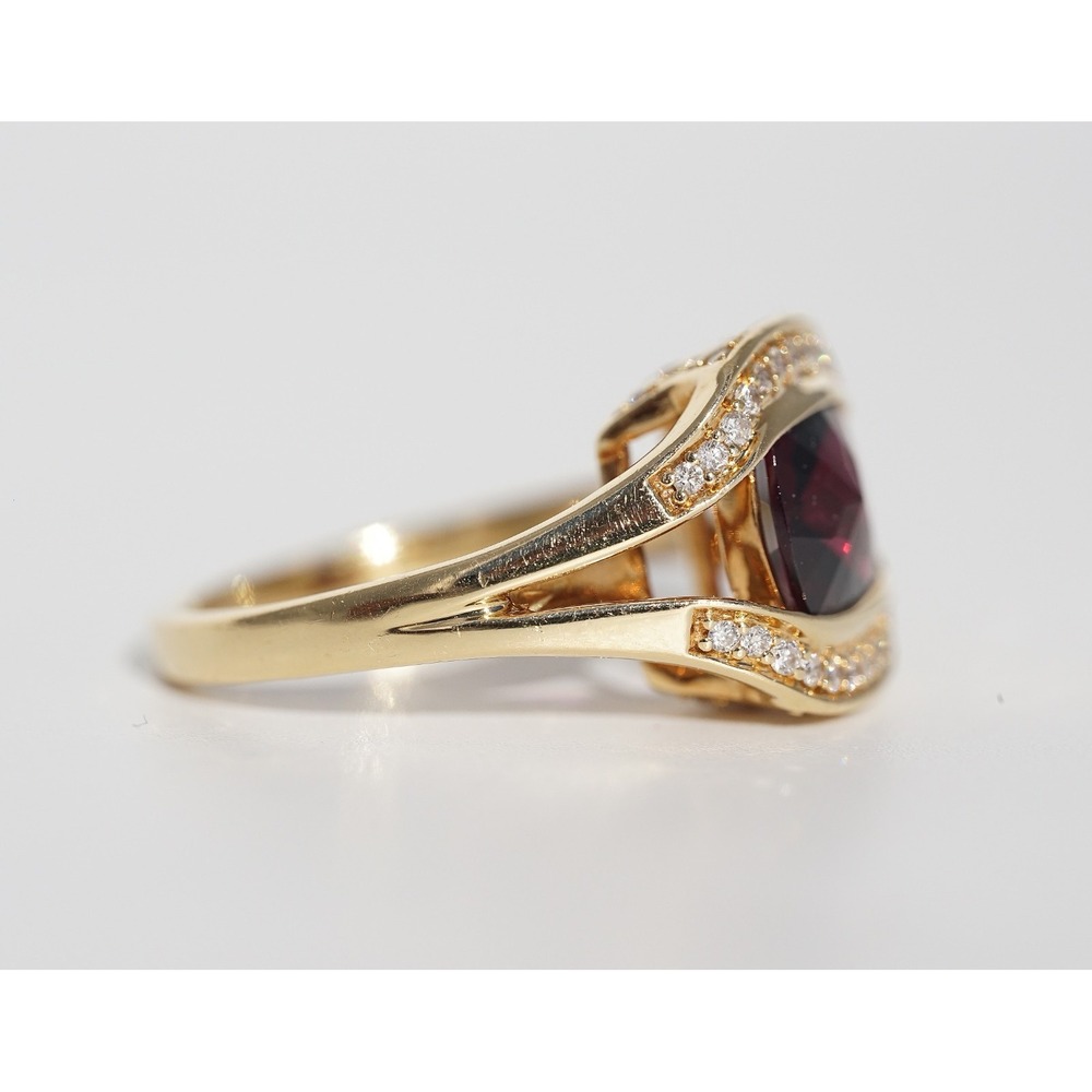 Lorenzo Designer 18k‎ Solid Gold Natural Rhodolite Garnet & Diamond Pave Ring - Picture 11 of 13